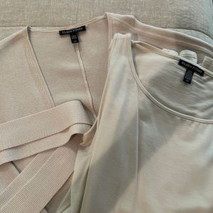 Beautiful Eileen, fisher, long topper with matching shell and a tie belt